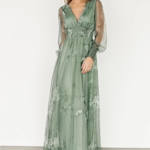 Baltic Born Dresses & Skirts - Baltic Born Sage Green Floral Long Sleeve Dress